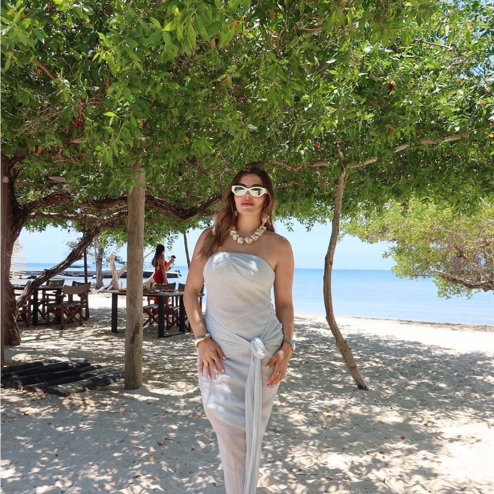 Elegant Strapless Silver Dress